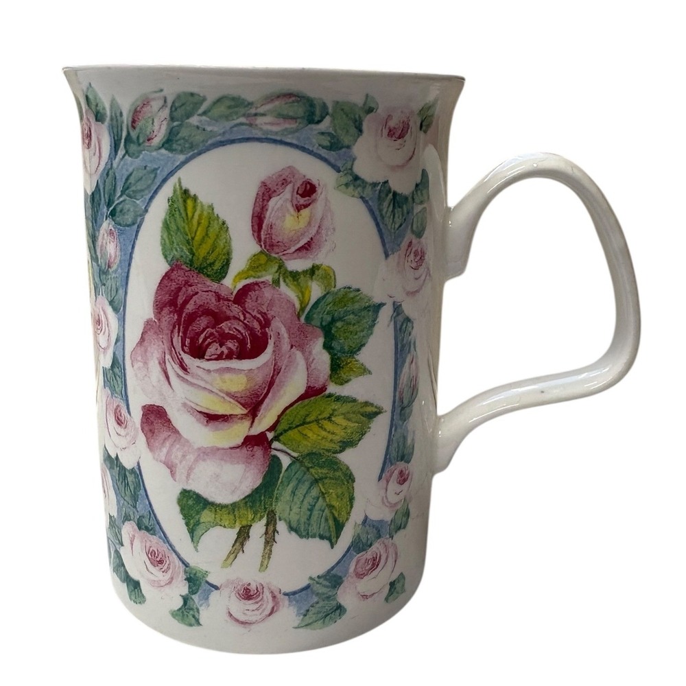 Vintage Roy Kirkham Set 11 Rosemary Fine Bone China Mugs Rose Floral 1994‎